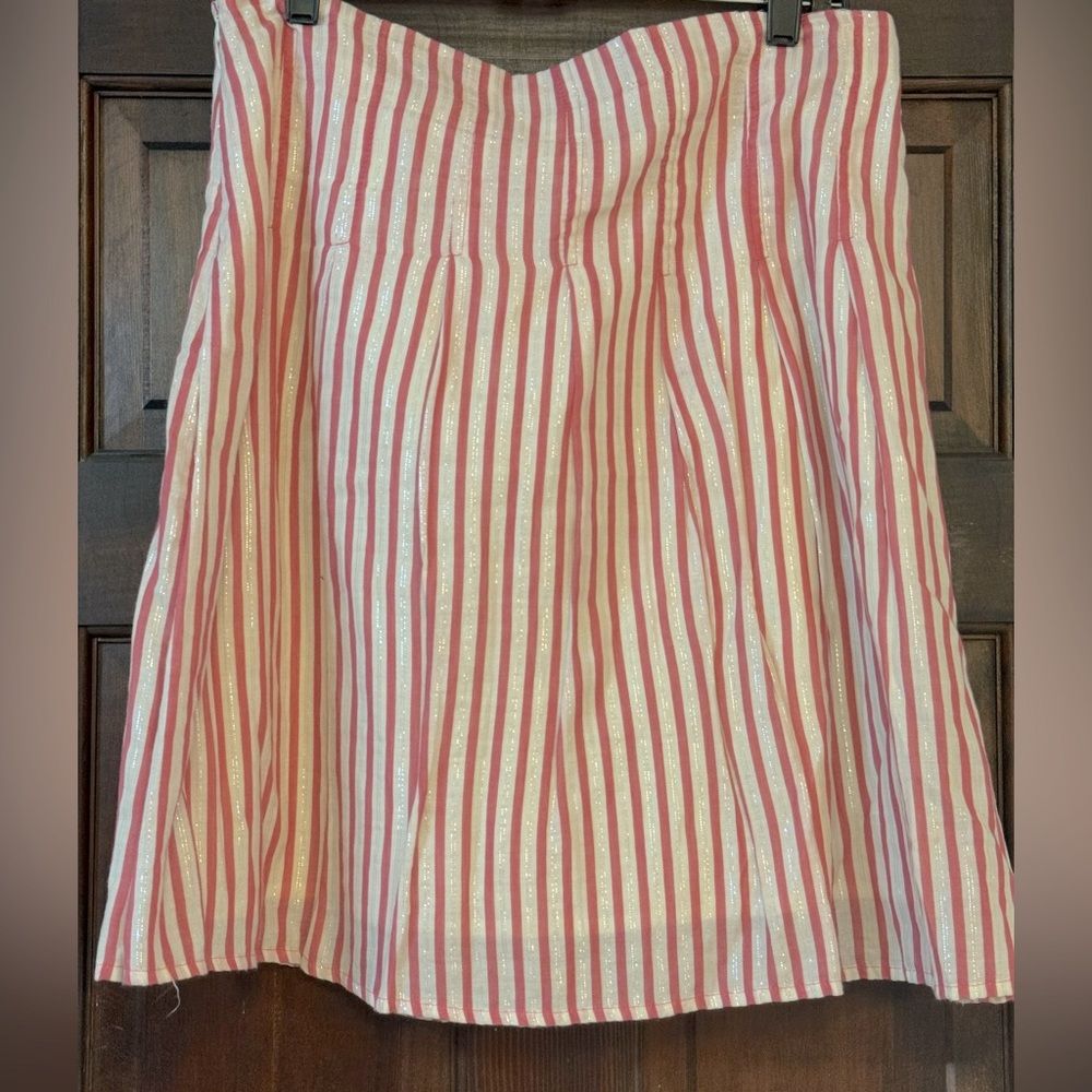 Old Navy Pink and White A-Line Pleated Skirt
